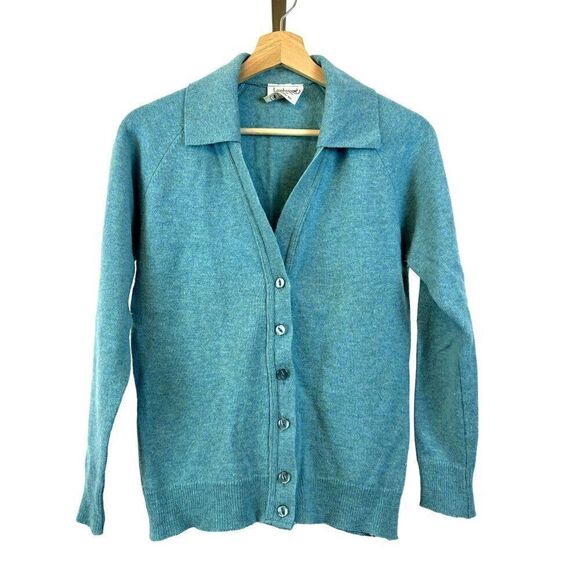 Vintage 100% Lambswool Collared Cardigan Sweater Edinburg Woolen Mill No Sz EUC - Picture 1 of 9